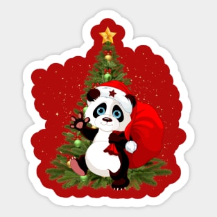 Cute Panda Claus Arrived - Adorable Panda - Kawaii Panda Sticker